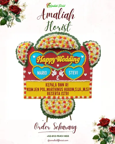 Karangan Papan Bunga Pernikahan di Mendalanwangi